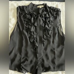 Black Ruffled Sleeveless Blouse